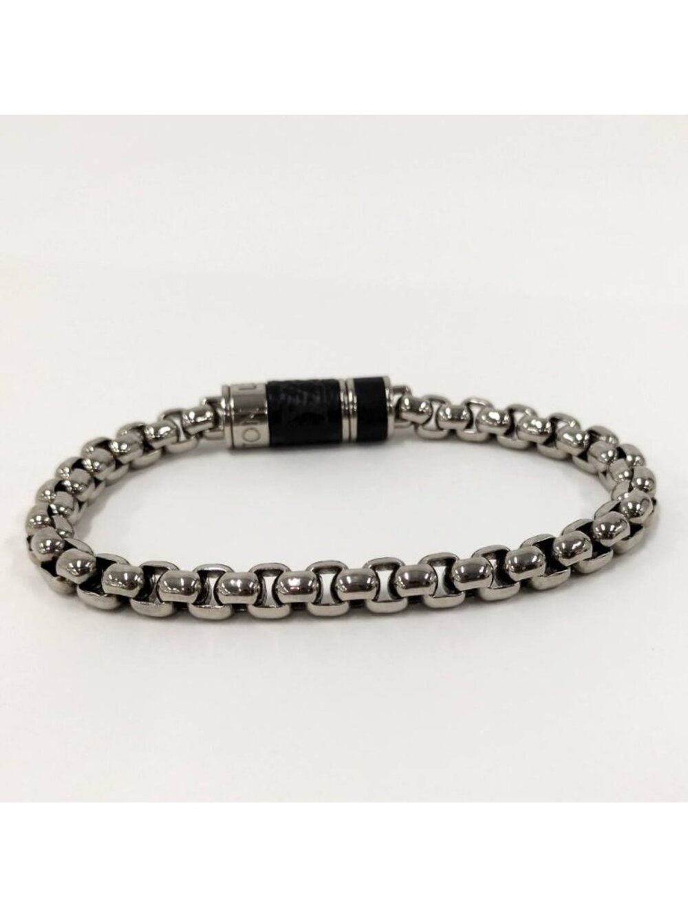 ★SOLD★ Louis Vuitton Bracelet Chain Monogram Eclipse Plated Silver - Picture 3 of 6